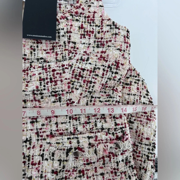 NWT En Saison Everleigh Midi Tweed Dress Beige Burgundy Size S - Picture 11 of 13